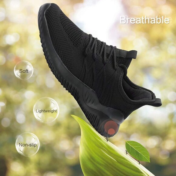 Women's Ladies Walking Running Shoes Slip On Lightweight Tennis Sneakers Black M - Picture 2 of 7